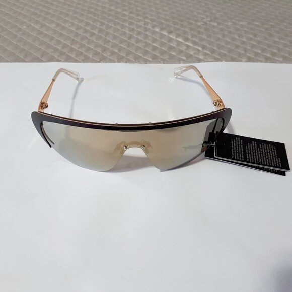 NWT Adam Selman x Le Specs gold mirrored lens shield inspired sunglasses - Picture 6 of 11
